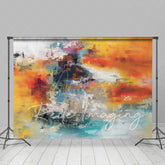 Aperturee - Aperturee Motley Orange Blue Abstract Textured Photo Backdrop